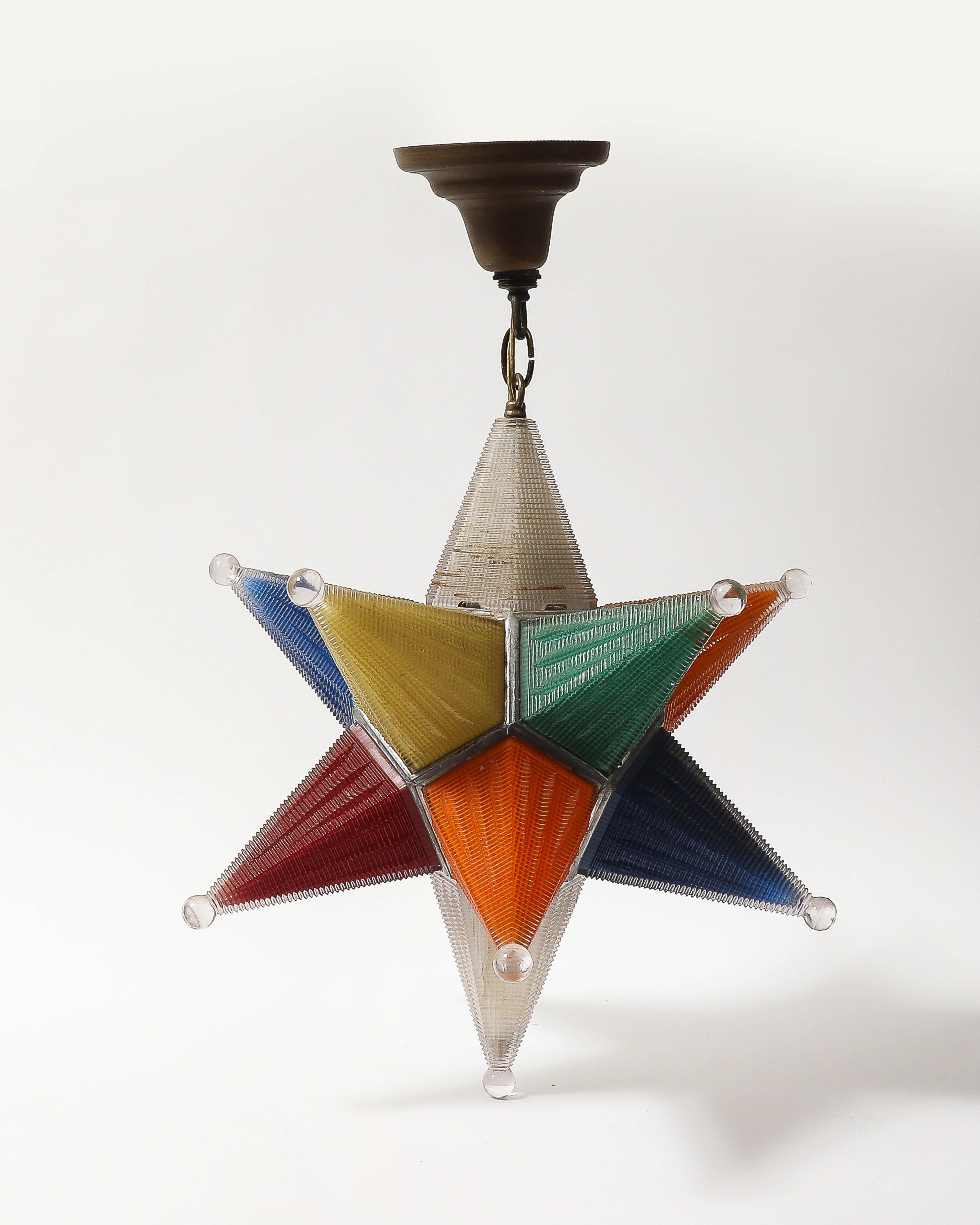 Lámpara de cristal multicolor Estrella de Moravia, Alemania, S. XX en venta 3