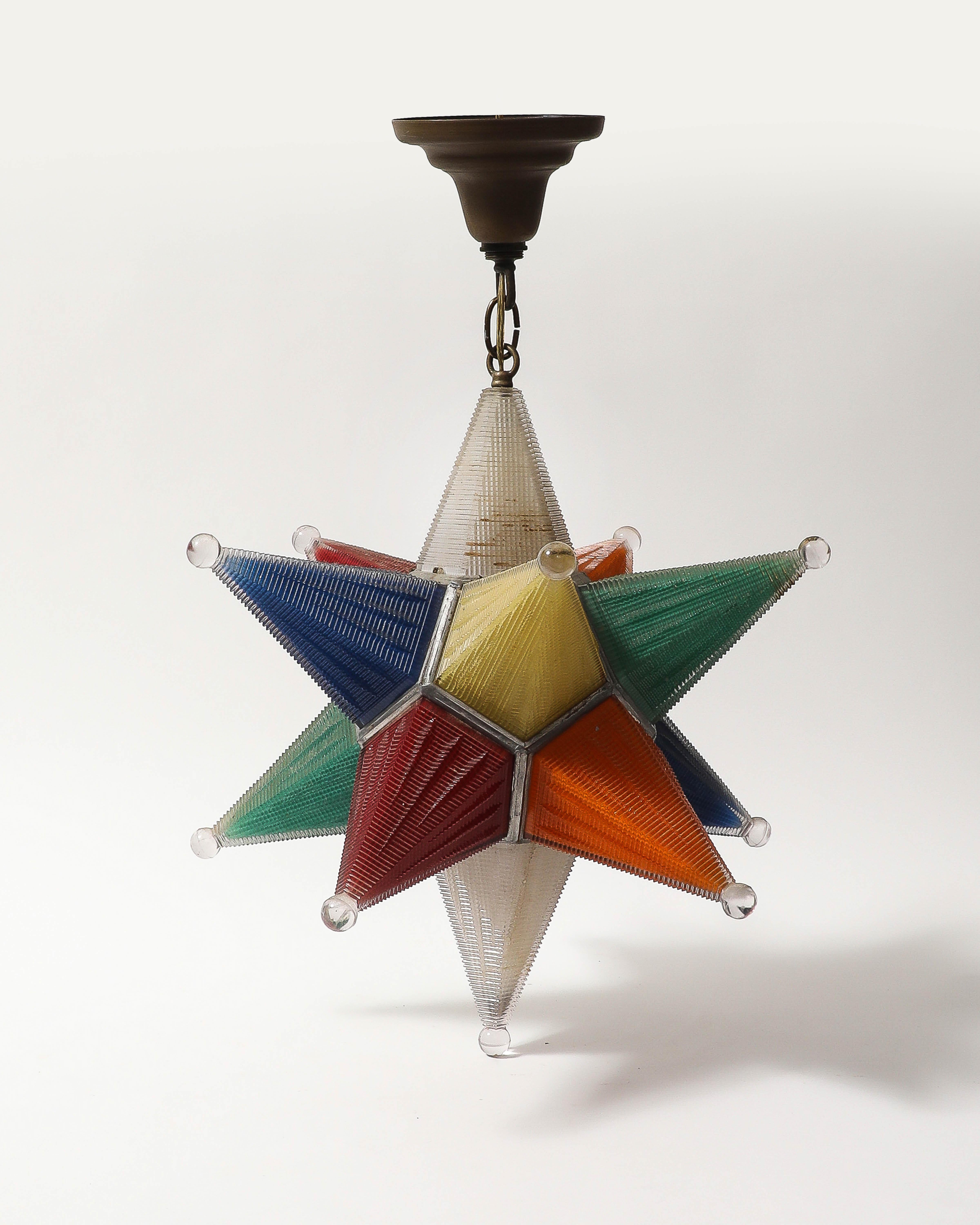 Lámpara de cristal multicolor Estrella de Moravia, Alemania, S. XX en venta 4