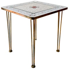 Multicolored Glass Mosaic Coffee Table on Brass Legs, 1960s