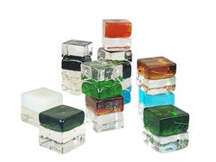 Fermacarte in vetro multicolore di Giusto Toso per Fratelli Toso, 1961, set da 12