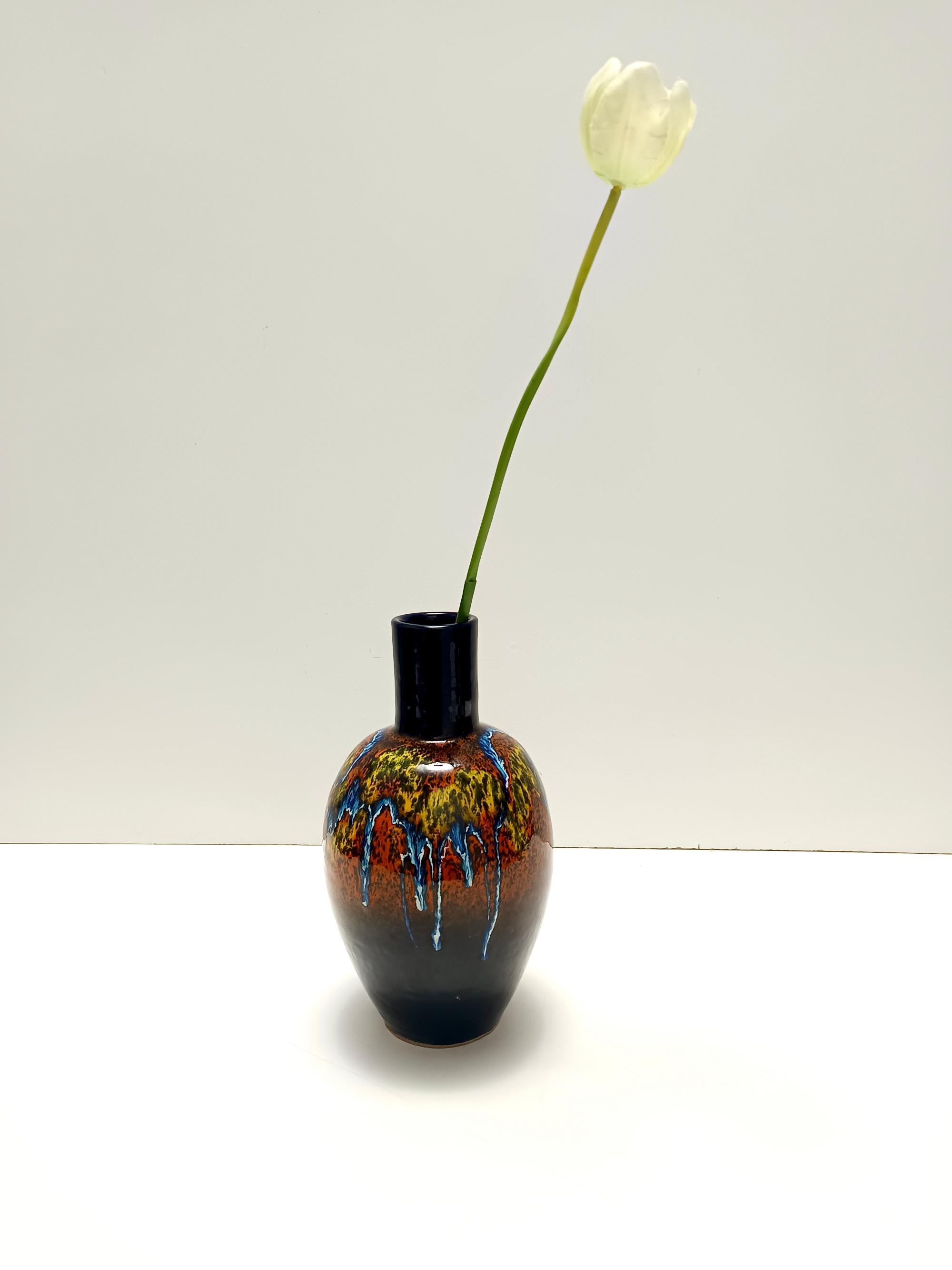 Postmoderno Vaso in terracotta smaltata multicolore di Roberto Rigon per Bertoncello, Italia in vendita