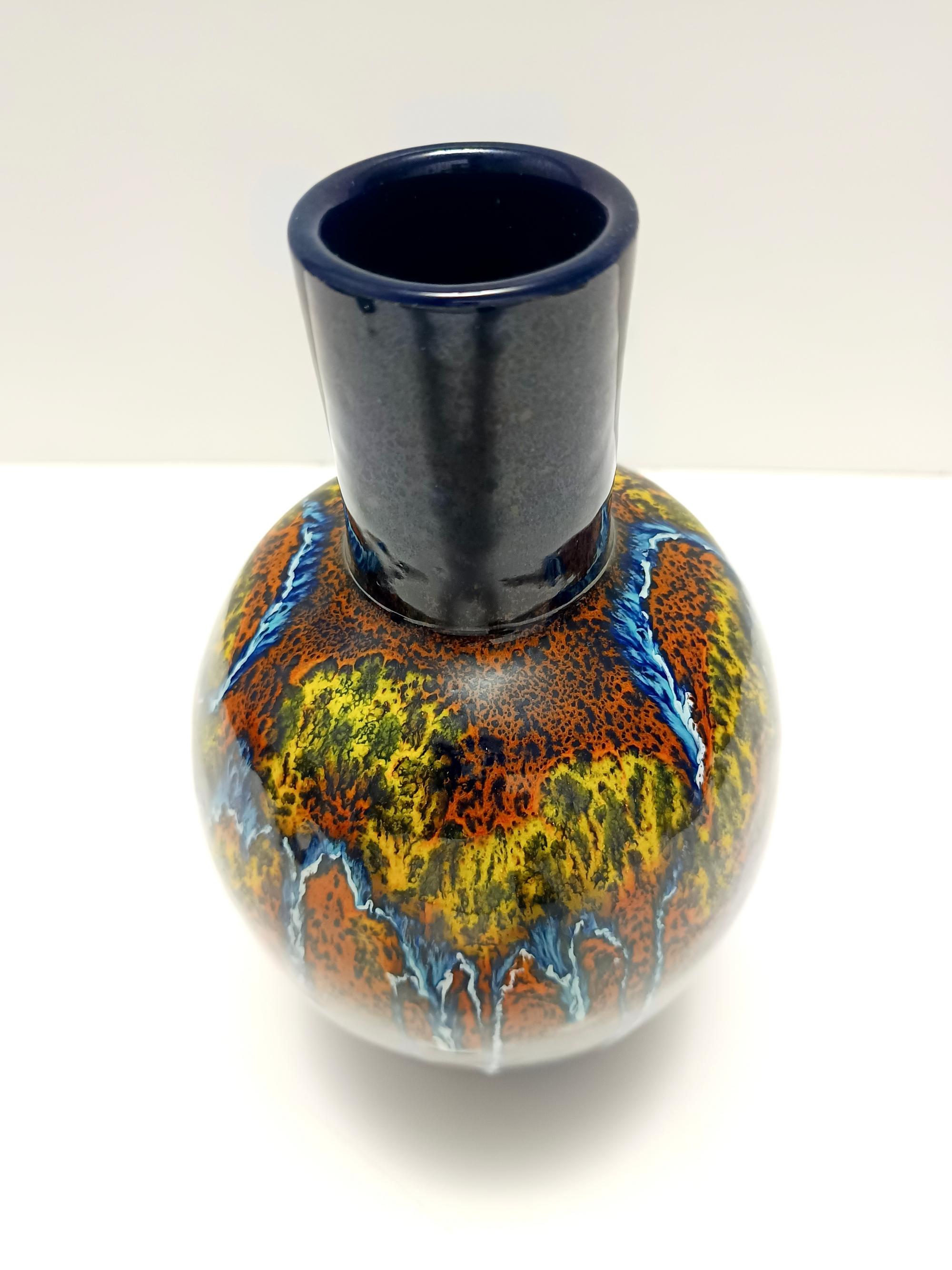 Smaltato Vaso in terracotta smaltata multicolore di Roberto Rigon per Bertoncello, Italia in vendita