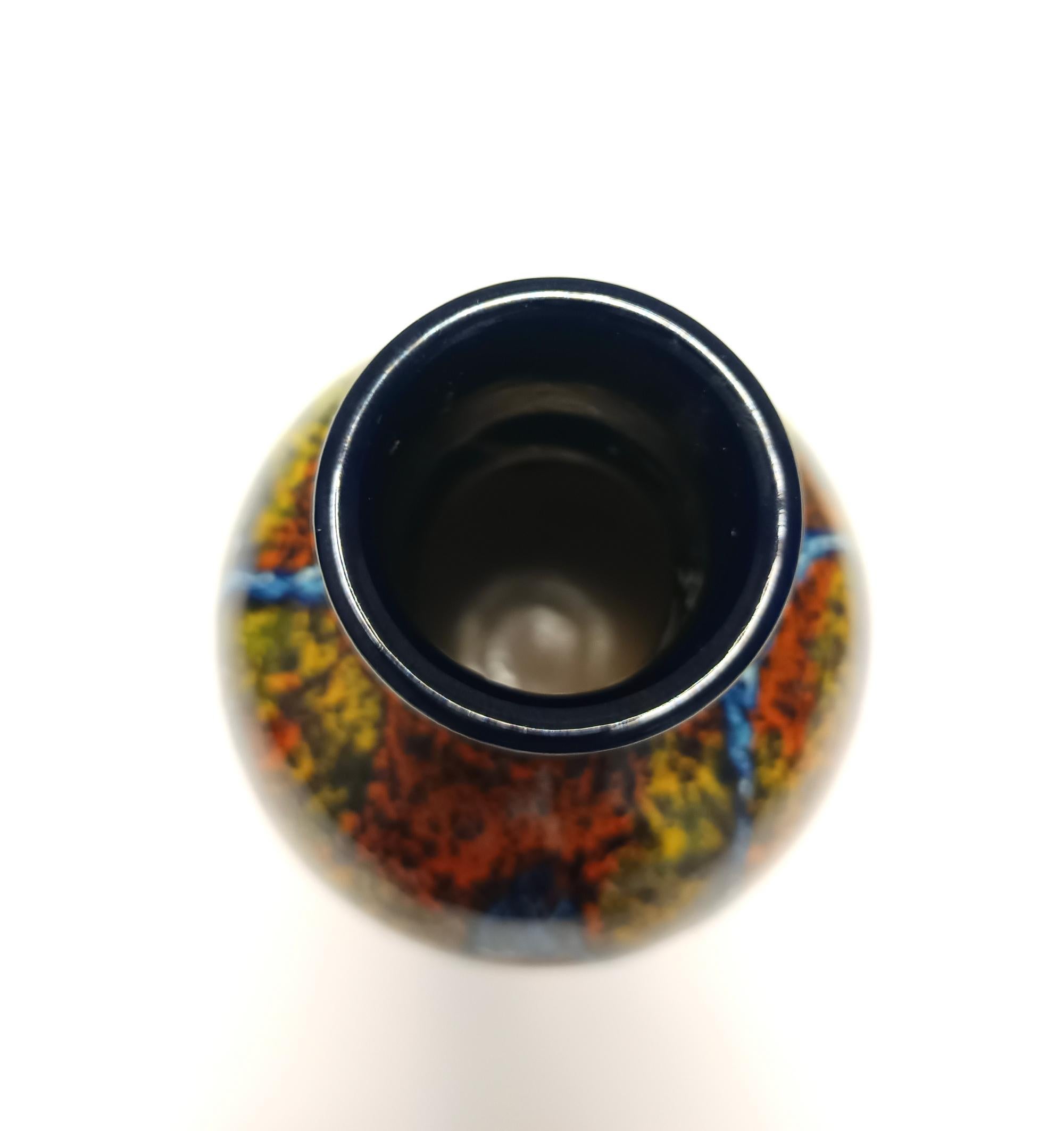 Cotto Vaso in terracotta smaltata multicolore di Roberto Rigon per Bertoncello, Italia in vendita