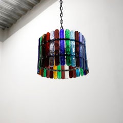 Multicolored Handcrafted Glass Pendant Lamp by Felipe Delfinger