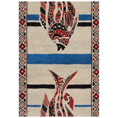 Multicolored Handmade Wool Rug from Fish Collection by Gordian