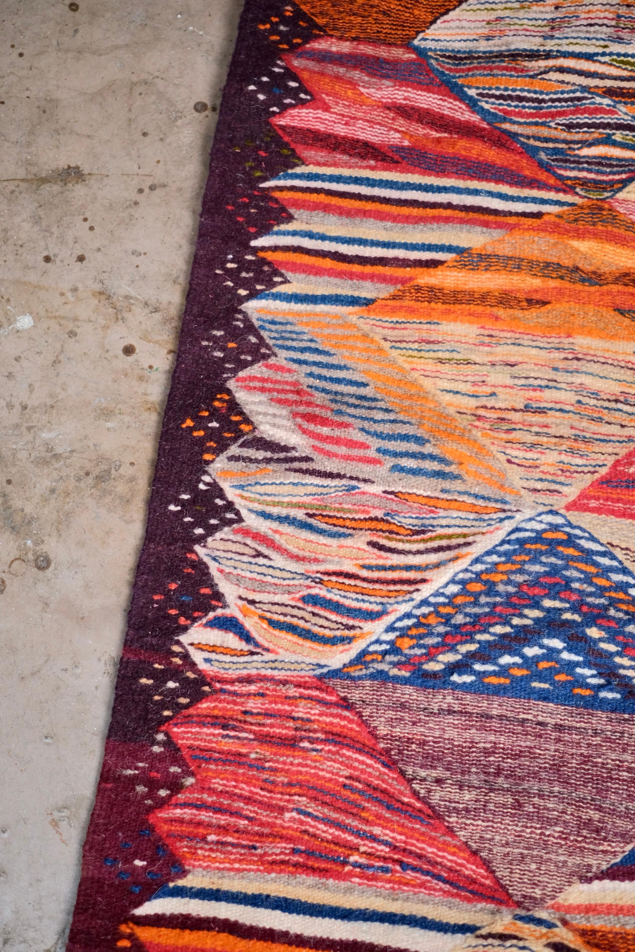 Multicolored Handwoven Berber Kilim Rug, Morocco, 1990s For Sale 5