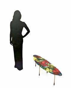 Ovaler Vintage-Couchtisch von Stil Keramos mit farbig lackierter Keramikplatte