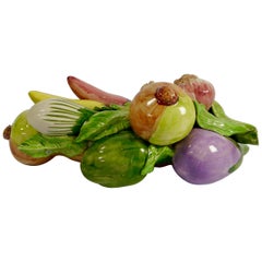 Vintage Multicolored Majolica Branch with Vegetables, France, 1950s