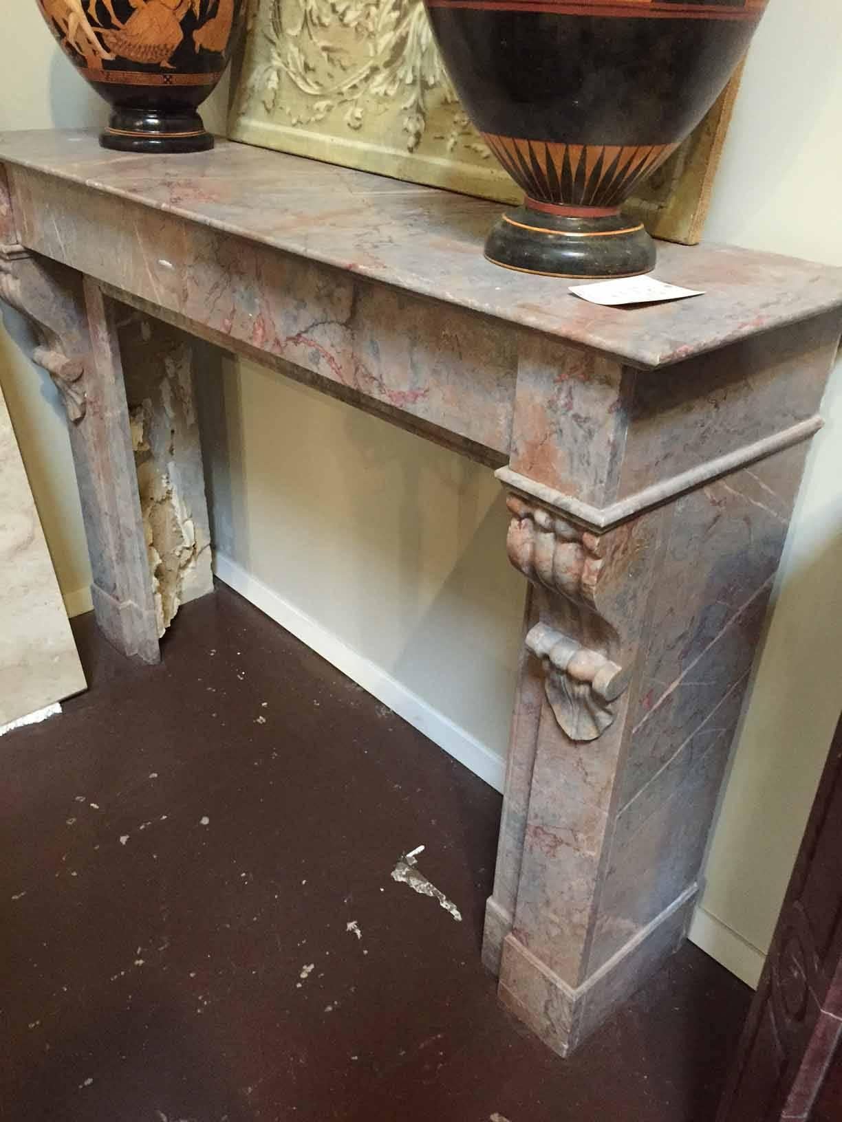 French Multicolored Marble Mantel