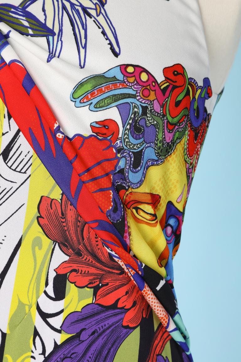 Beige Multicolore  Robe en jersey imprimé Méduse de Versace  en vente