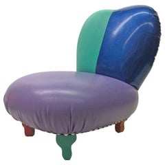 Retro Multicolored Memphis Inspired Whimsical Slipper Chair by Harry Siegel