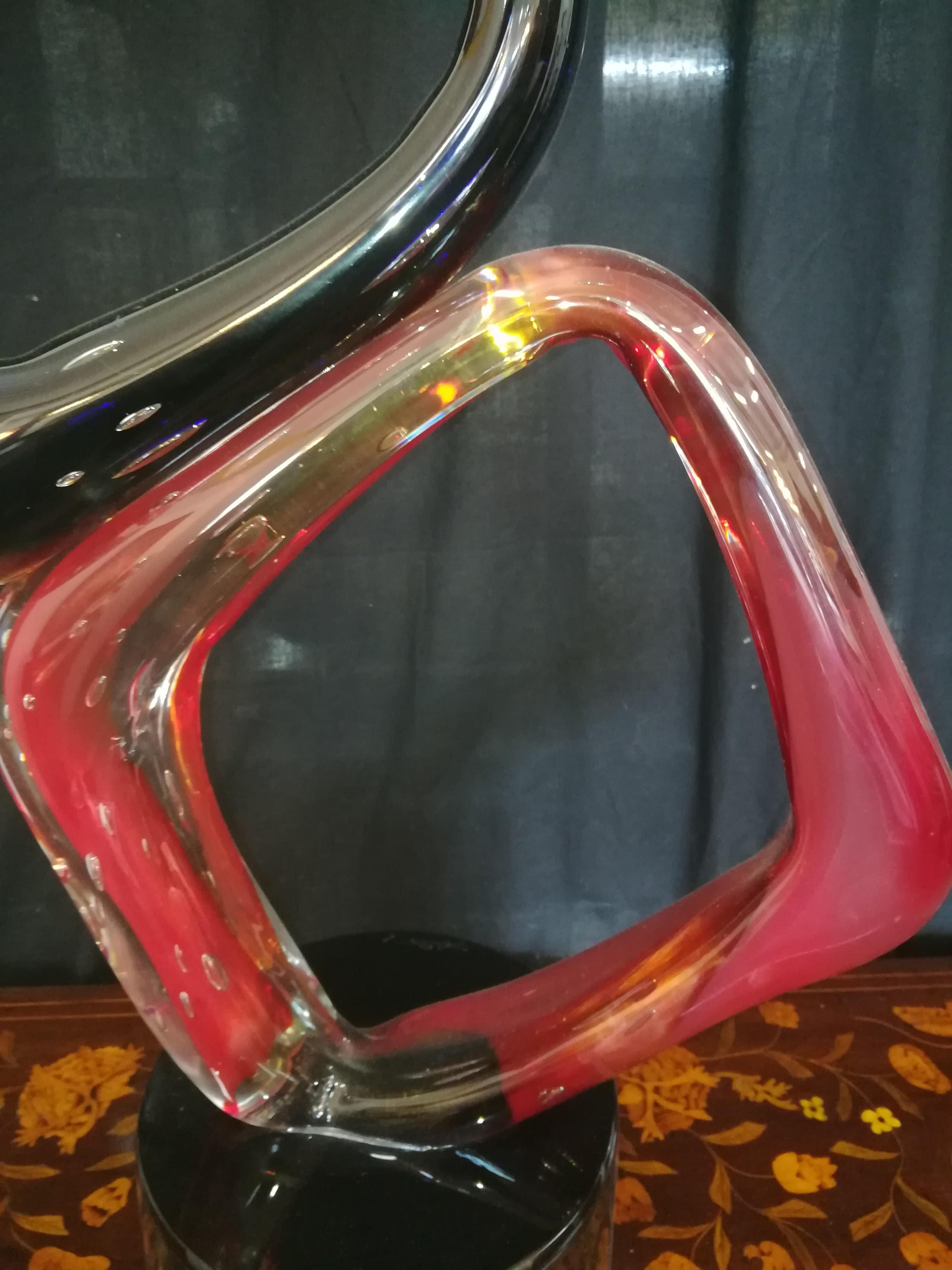 Contemporary Multicolored Modern Italian Glass Blown Abstract Sculpture For Sale