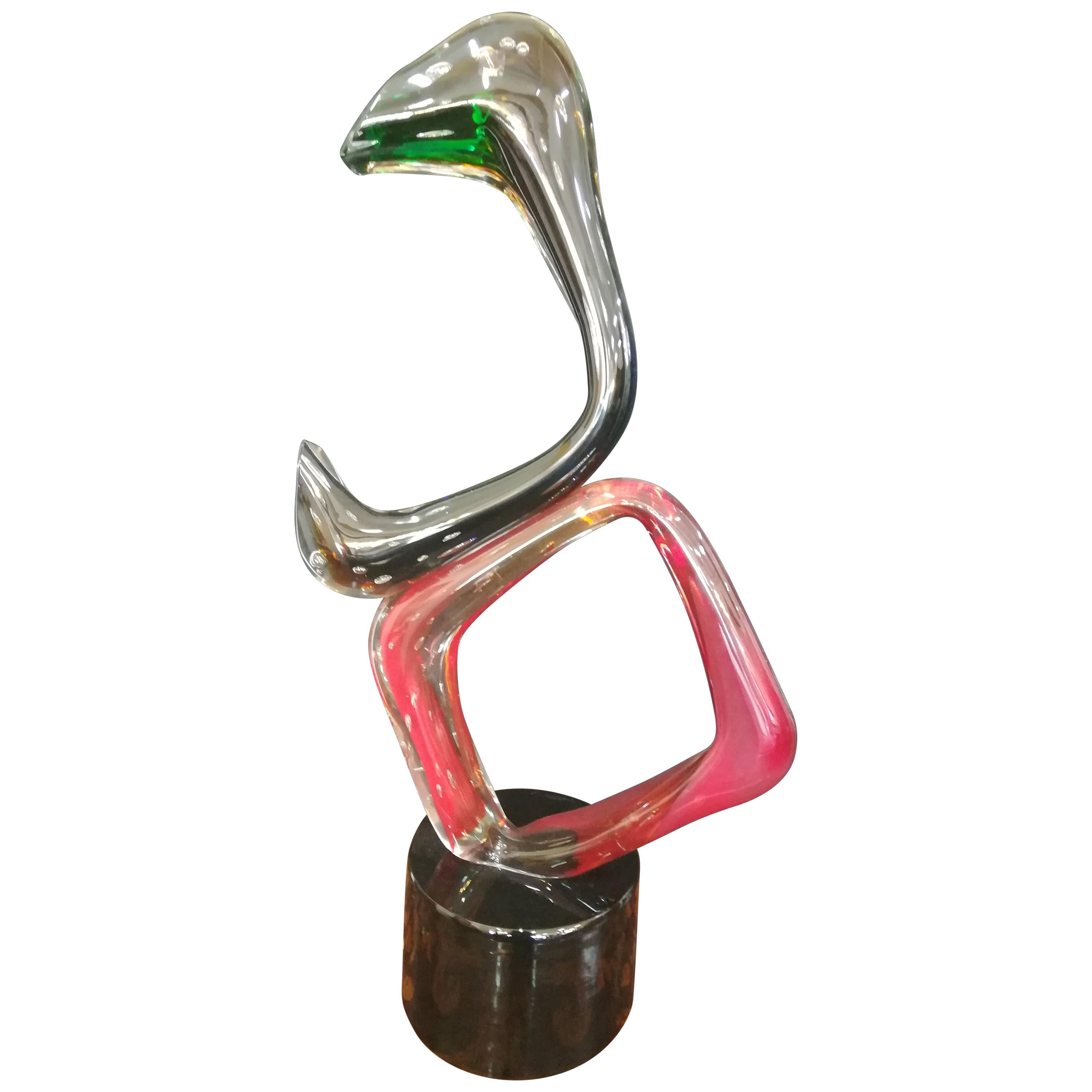 Multicolored Modern Italian Glass Blown Abstract Sculpture For Sale