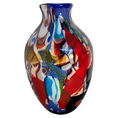 Jarrón de cristal artístico de Murano multicolor con decoración abstracta