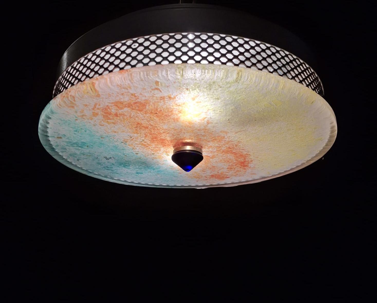 Blown Glass Multicolored Murano Flush Mount, 4 Available For Sale