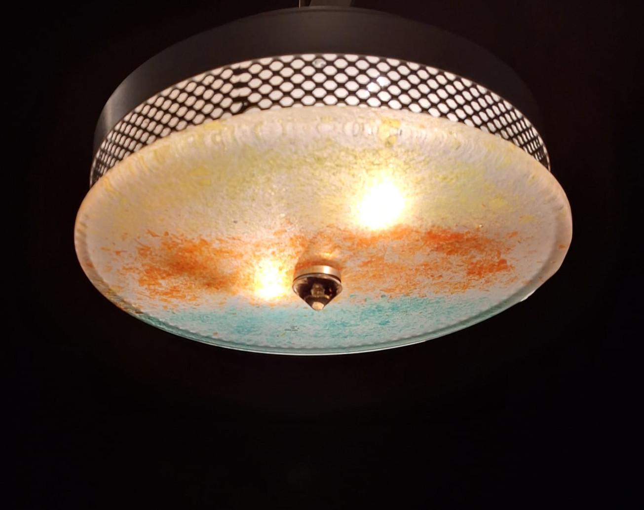 Blown Glass Multicolored Murano Flush Mount, 8 Available For Sale