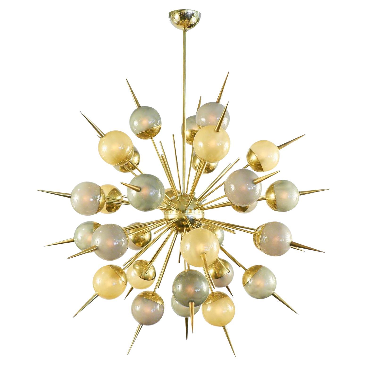 Multicolored Murano Glass and Brass Sputnik Chandelier