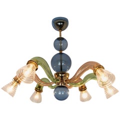 Multicolored Murano Glass Chandelier in the Style of Gio Ponti, Italy, 1970s
