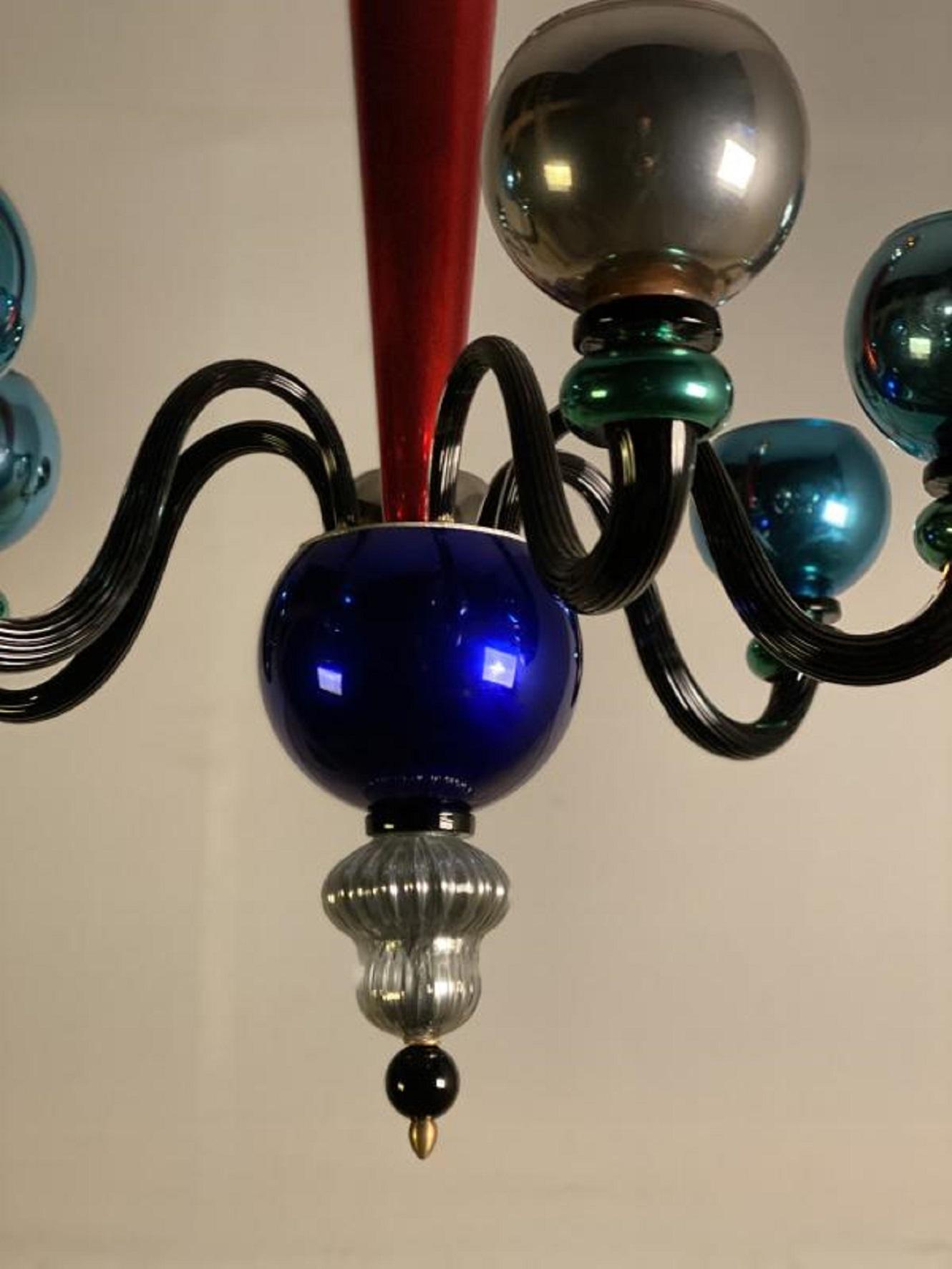 Multicolored Murano Glass Chandelier, Italy circa 1960 In Good Condition In Brussels, BE