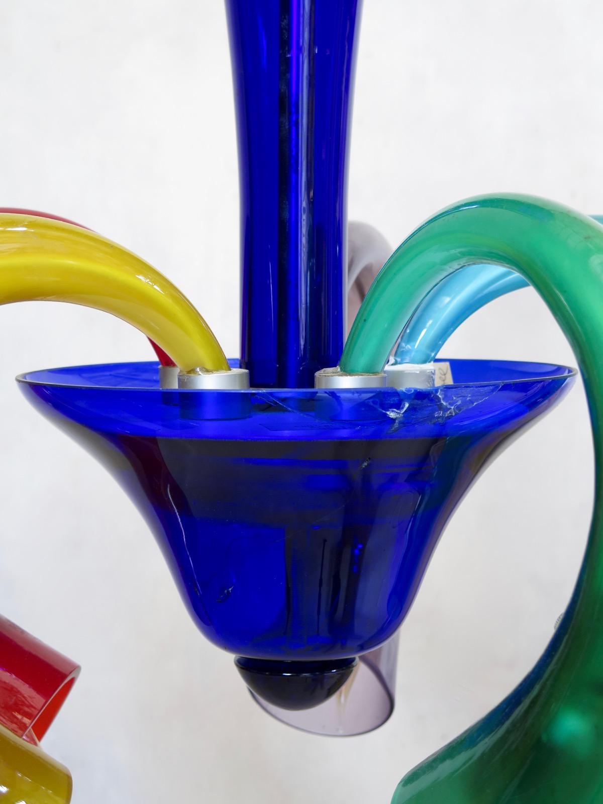 Multicolored Murano Glass Chandelier, Italy, circa 1980s For Sale 7