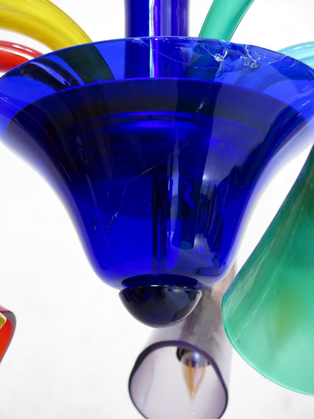 Multicolored Murano Glass Chandelier, Italy, circa 1980s For Sale 8