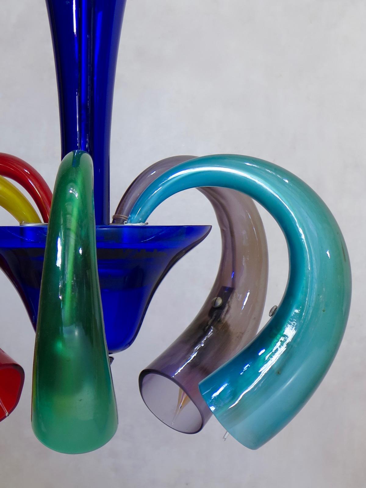 Lustre en verre de Murano multicolore, Italie, vers 1980 en vente 1