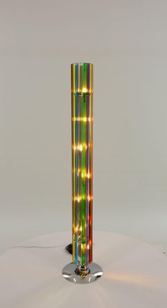 Multicolored Murano Glass Penne Floor Lamp in Chrome and Glass, 1980s
