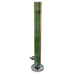 Multicolored Murano Glass Penne Floor Lamp in Chrome and Glass, 1980s