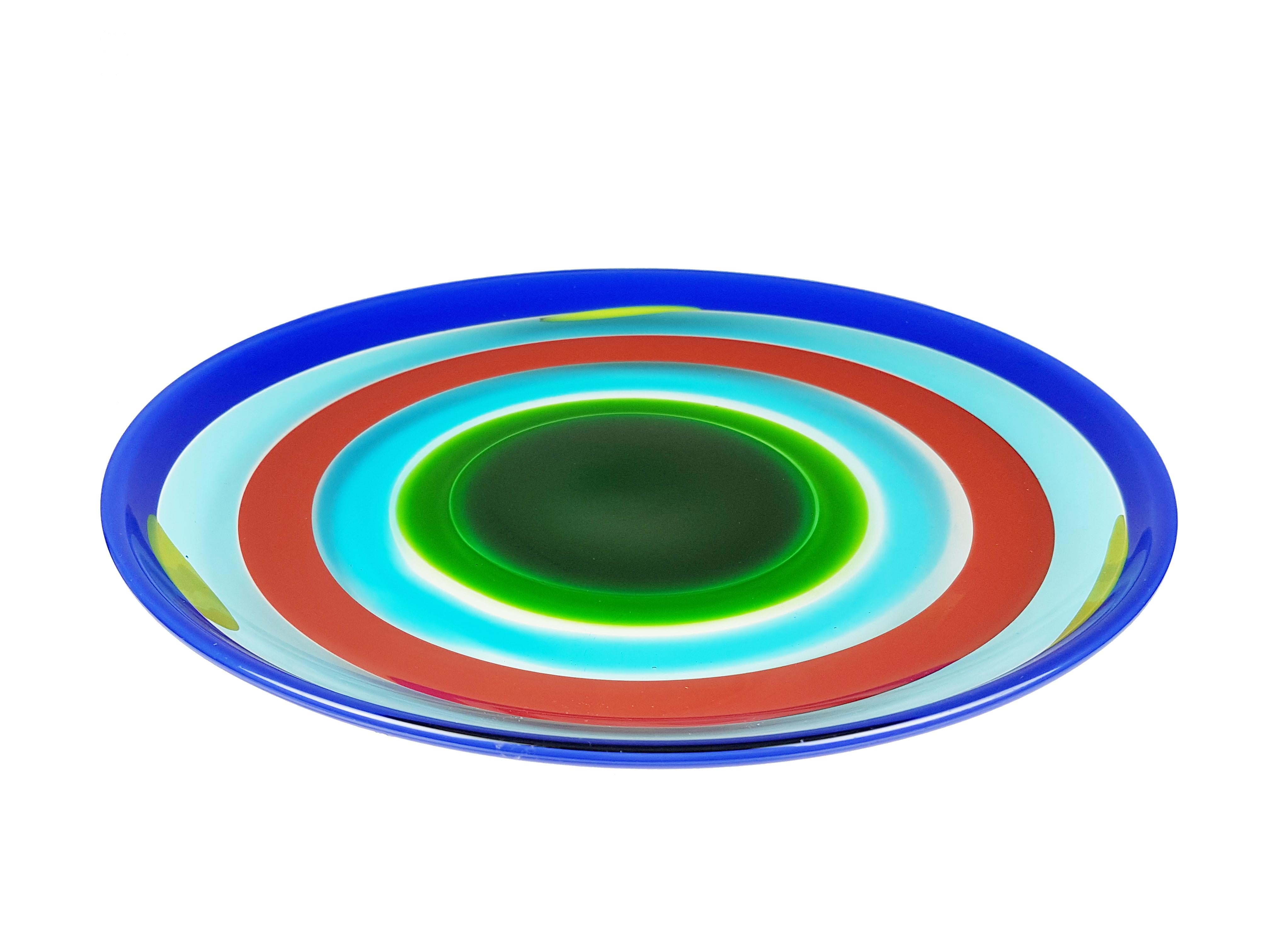 Postmoderne Assiette en verre de Murano multicolore de Berit Johansson pour Salviati, 1991 en vente