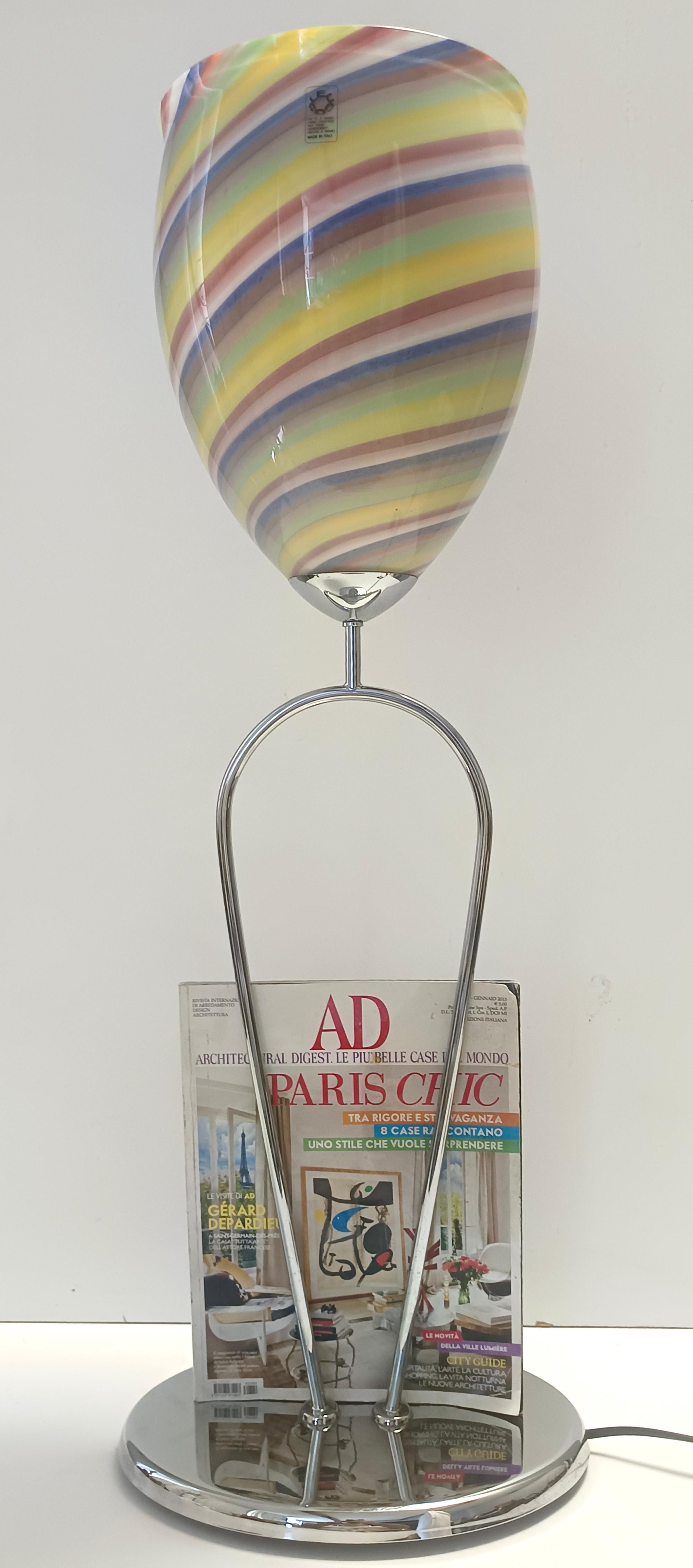 Post-Modern Multicolored Murano Glass Table Lamp by Leucos, Italy 1980s For Sale