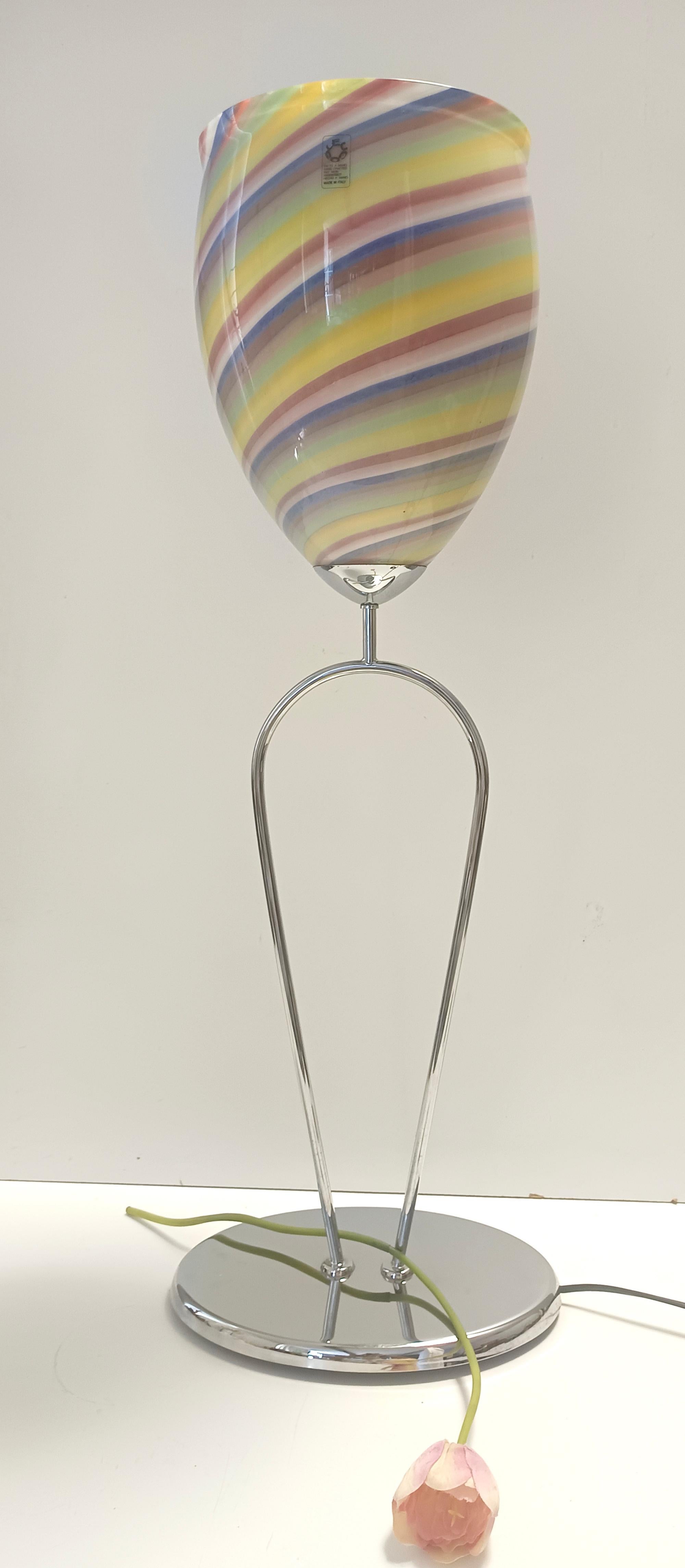Italian Multicolored Murano Glass Table Lamp by Leucos, Italy 1980s For Sale