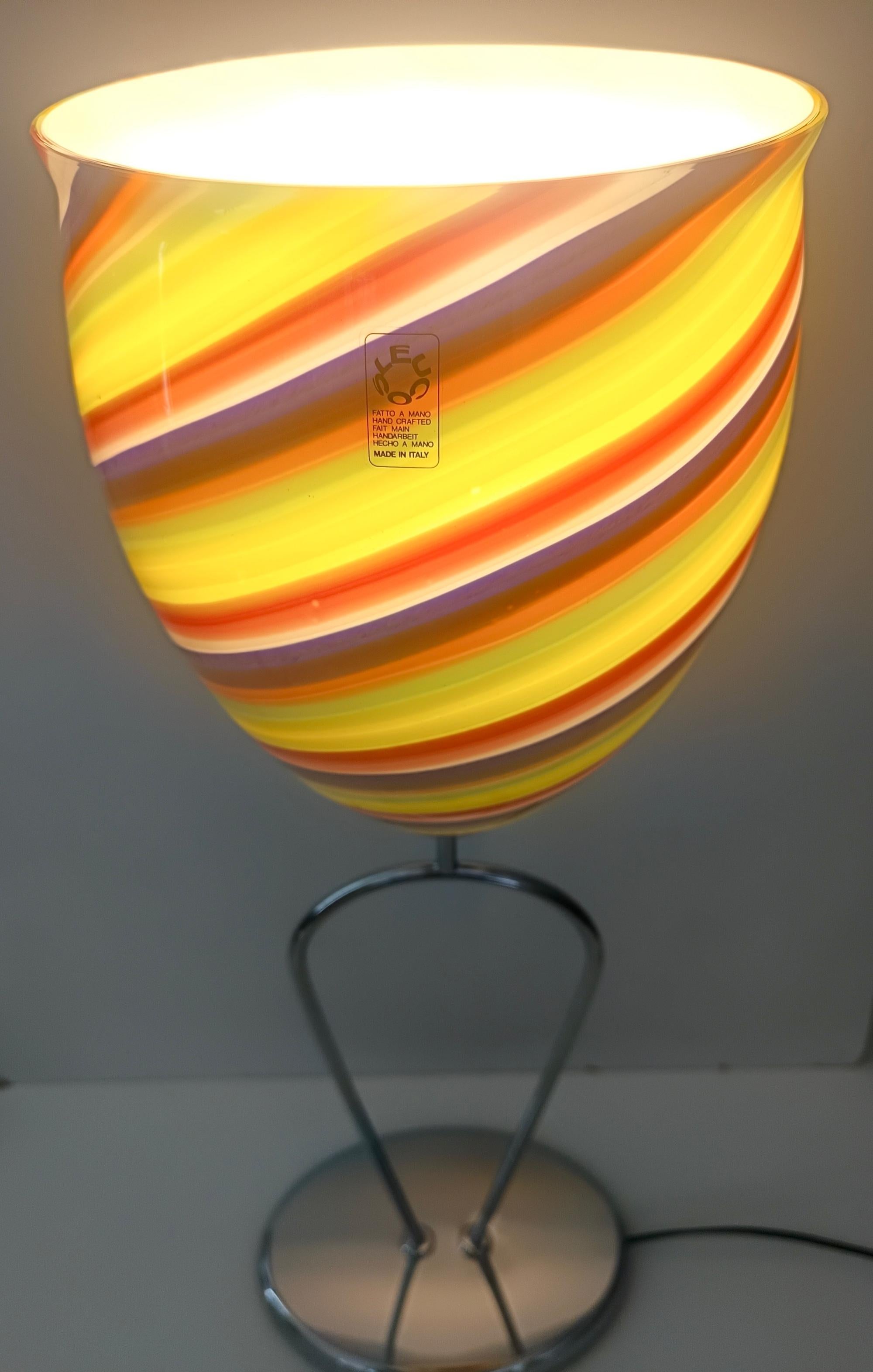 Late 20th Century Multicolored Murano Glass Table Lamp by Leucos, Italy 1980s For Sale