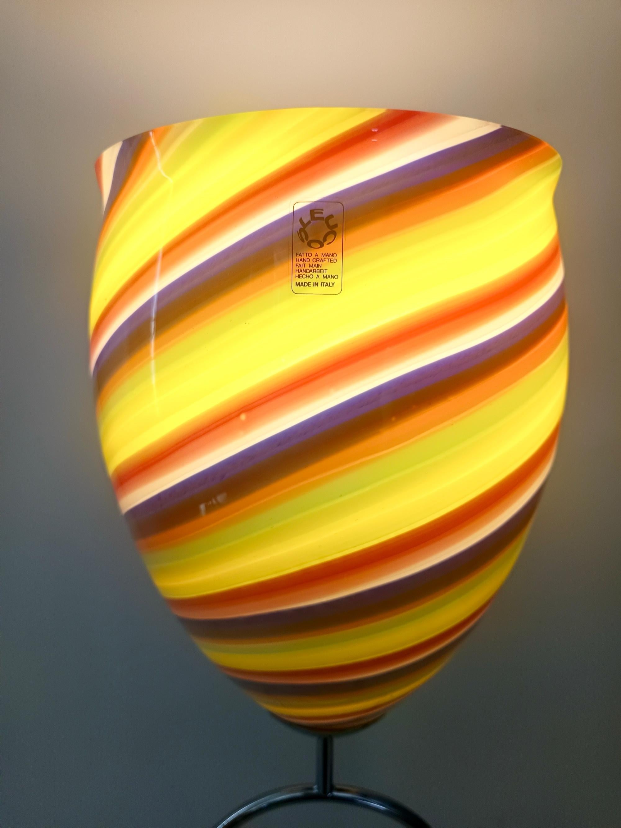 Multicolored Murano Glass Table Lamp by Leucos, Italy 1980s For Sale 1