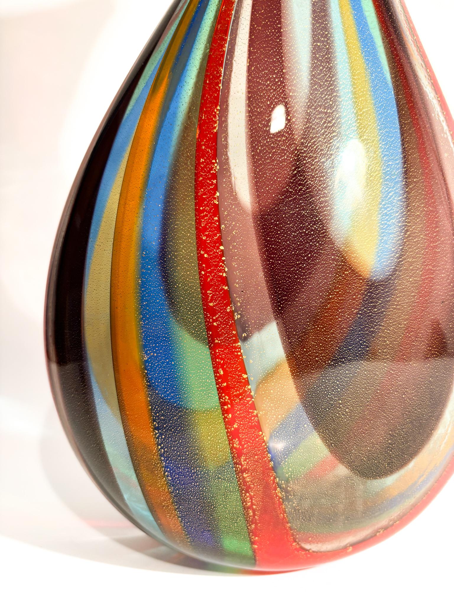 Mehrfarbige Vase aus Muranoglas mit Aventurineinschlüssen von La Murrina 1980er im Angebot 5