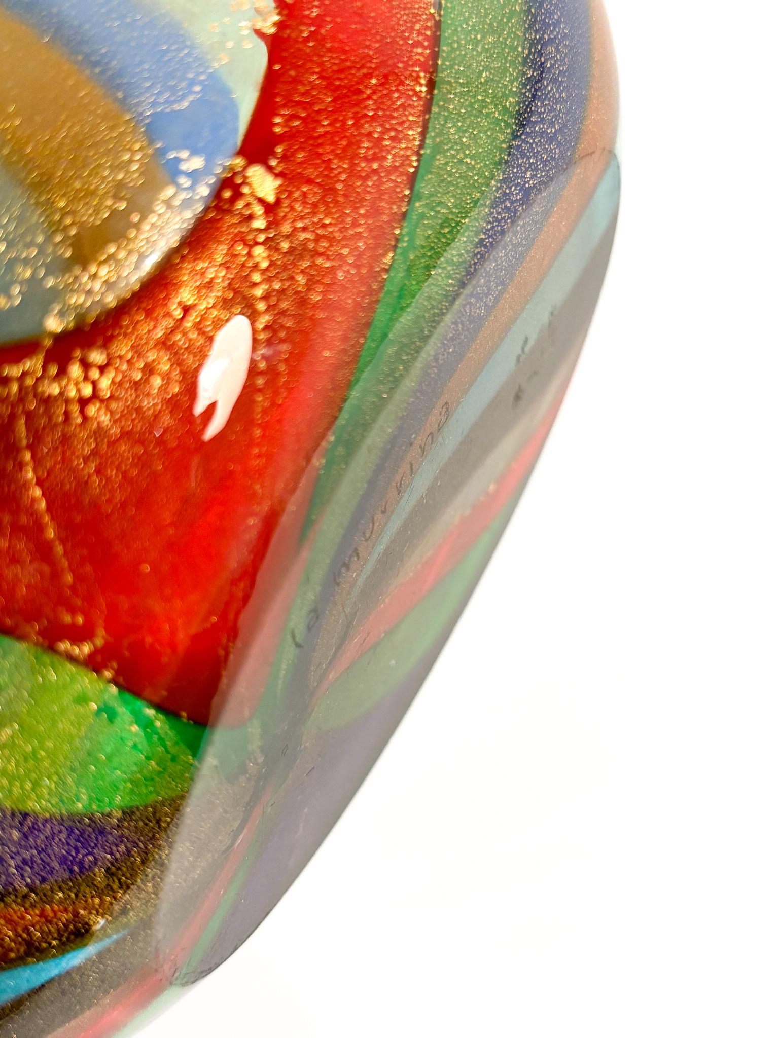 Mehrfarbige Vase aus Muranoglas mit Aventurineinschlüssen von La Murrina 1980er im Angebot 6