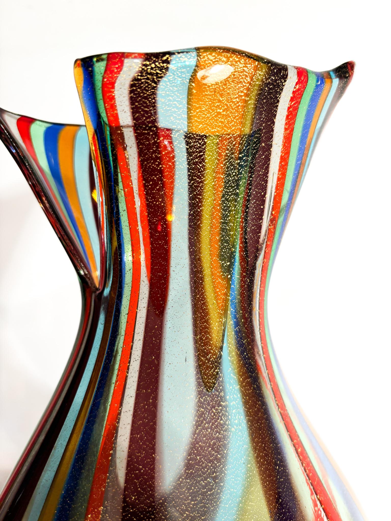 Mehrfarbige Vase aus Muranoglas mit Aventurineinschlüssen von La Murrina 1980er im Zustand „Gut“ im Angebot in Milano, MI