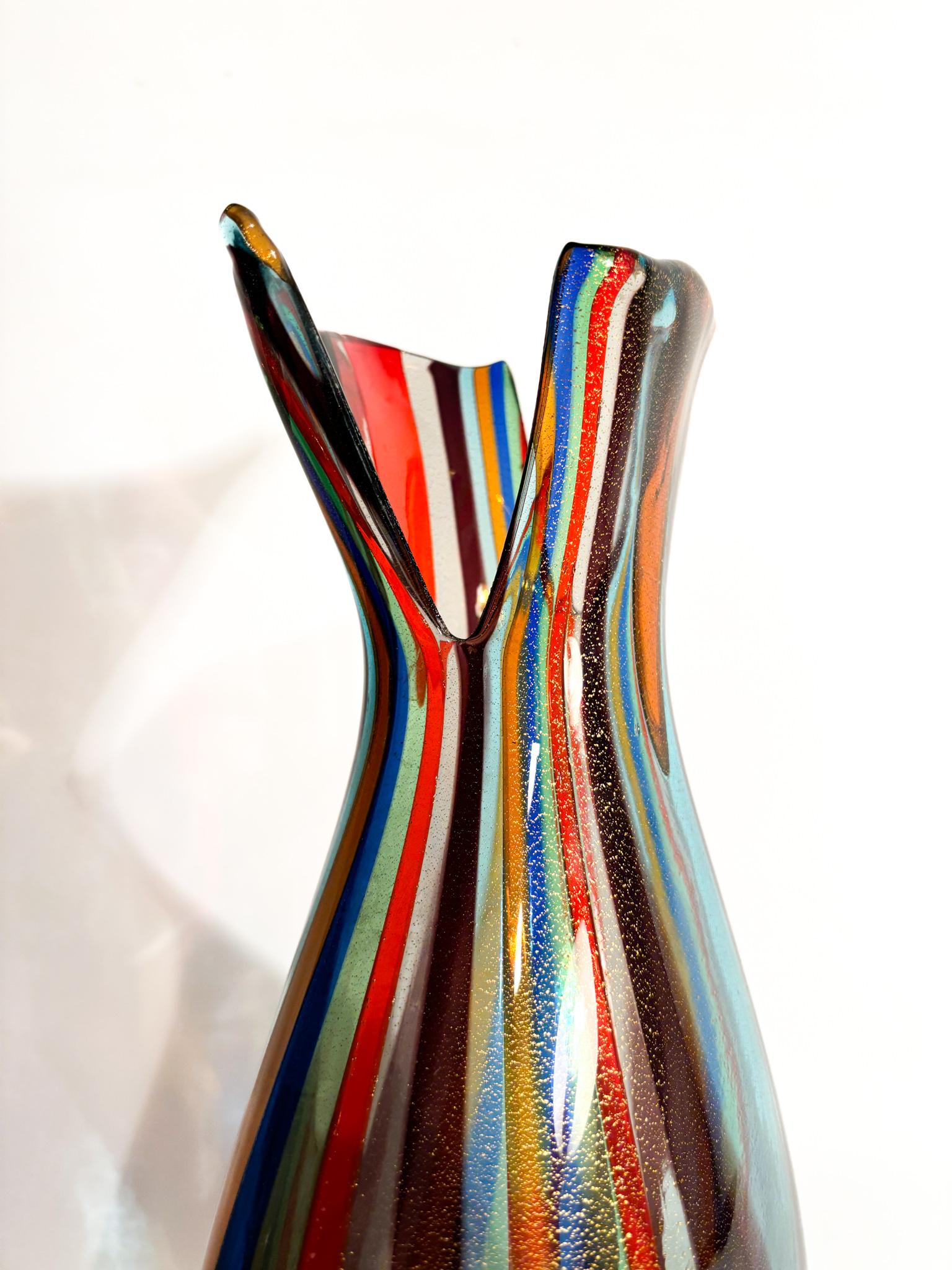 Mehrfarbige Vase aus Muranoglas mit Aventurineinschlüssen von La Murrina 1980er im Angebot 3