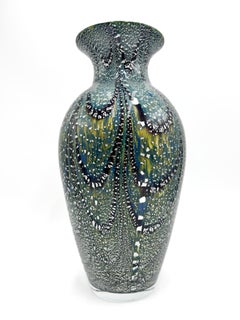 Multicolored Murano Glass Vase with Silver Inserts by Bortolotti and Rubelli 70s