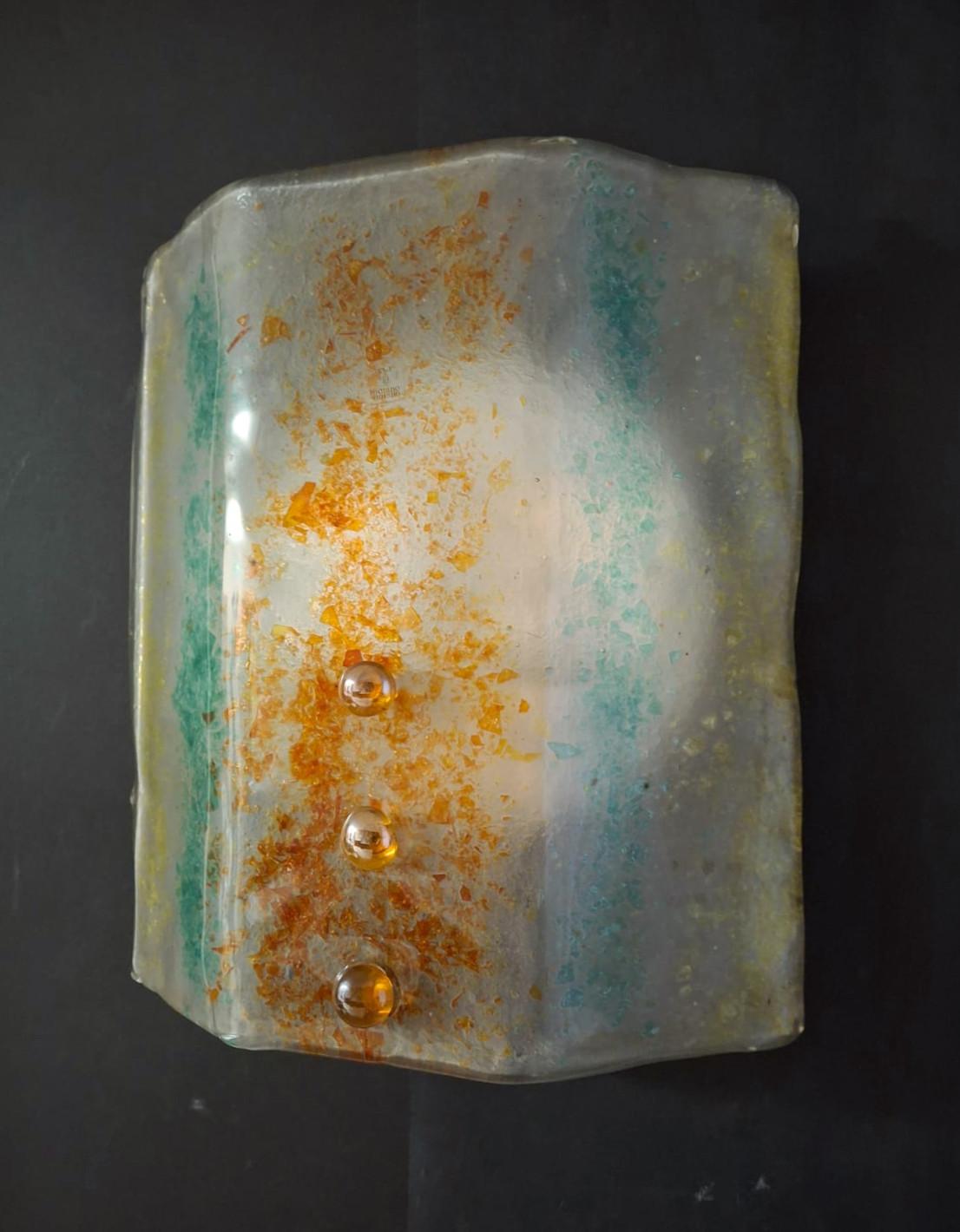 Mid-Century Modern Multicolored Murano Sconce, 5 Available For Sale