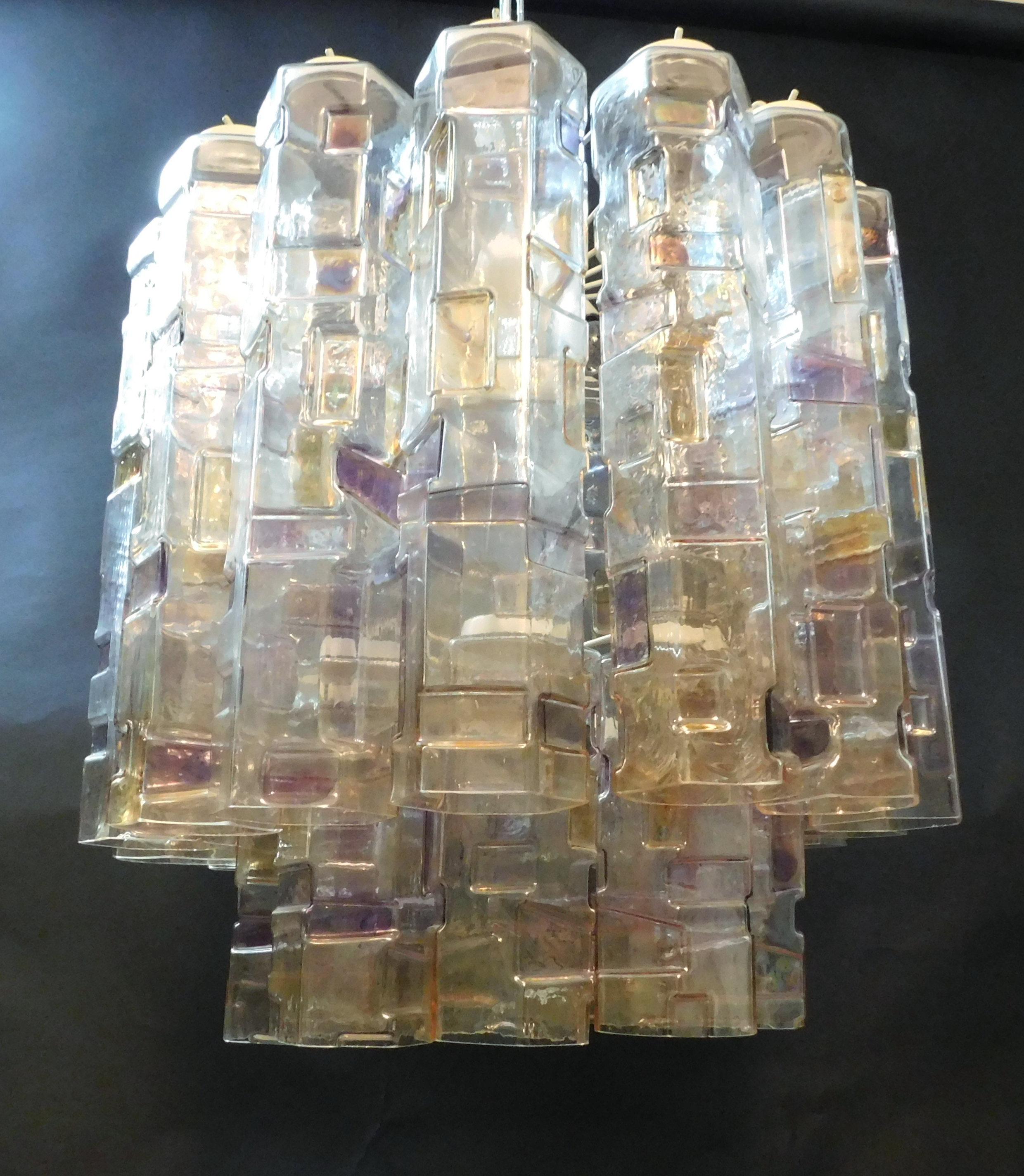 Italiano Lampadario a tubi di Murano multicolore di Mazzega Murano in vendita