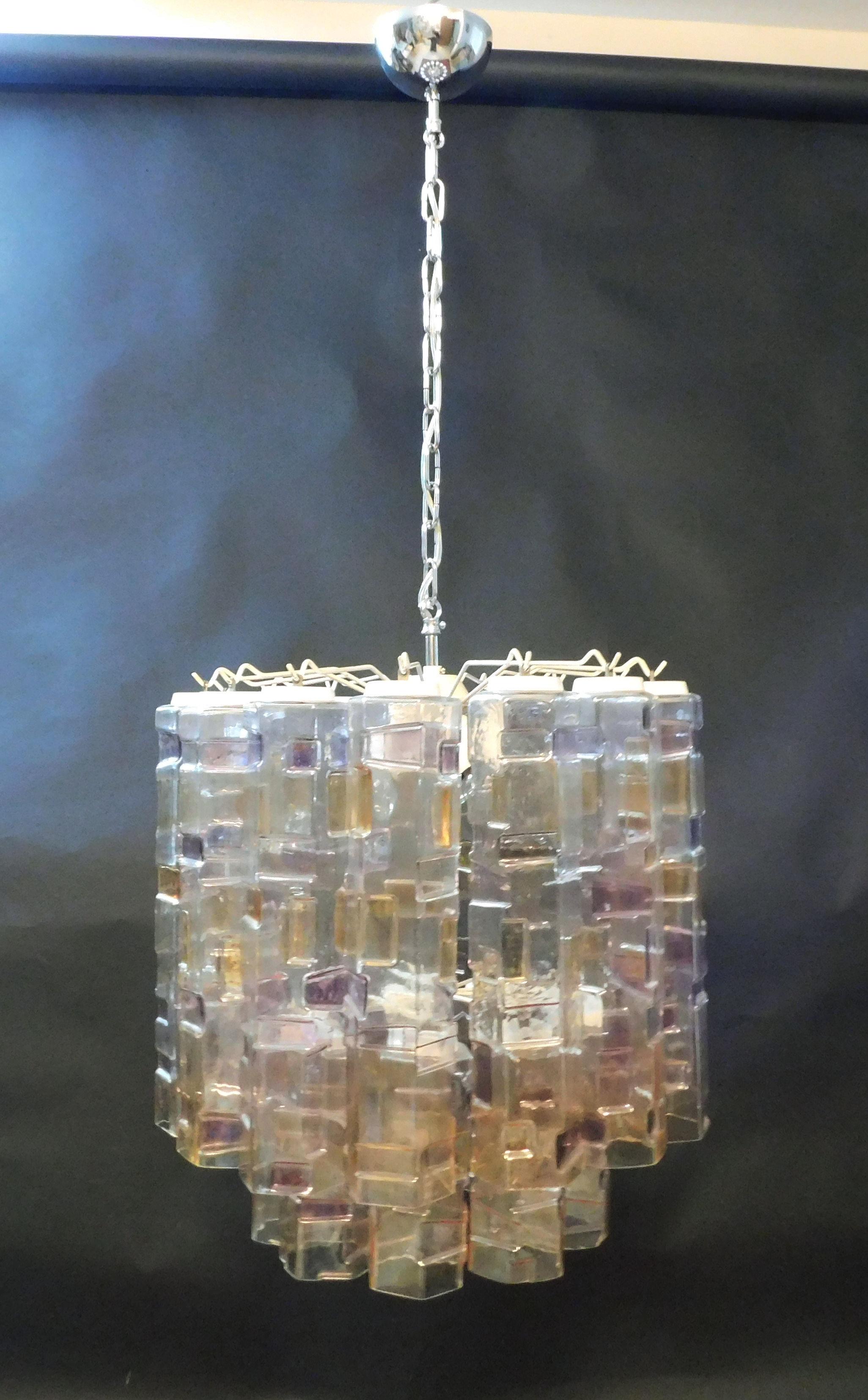 Lampadario a tubi di Murano multicolore di Mazzega Murano In condizioni buone in vendita a Los Angeles, CA