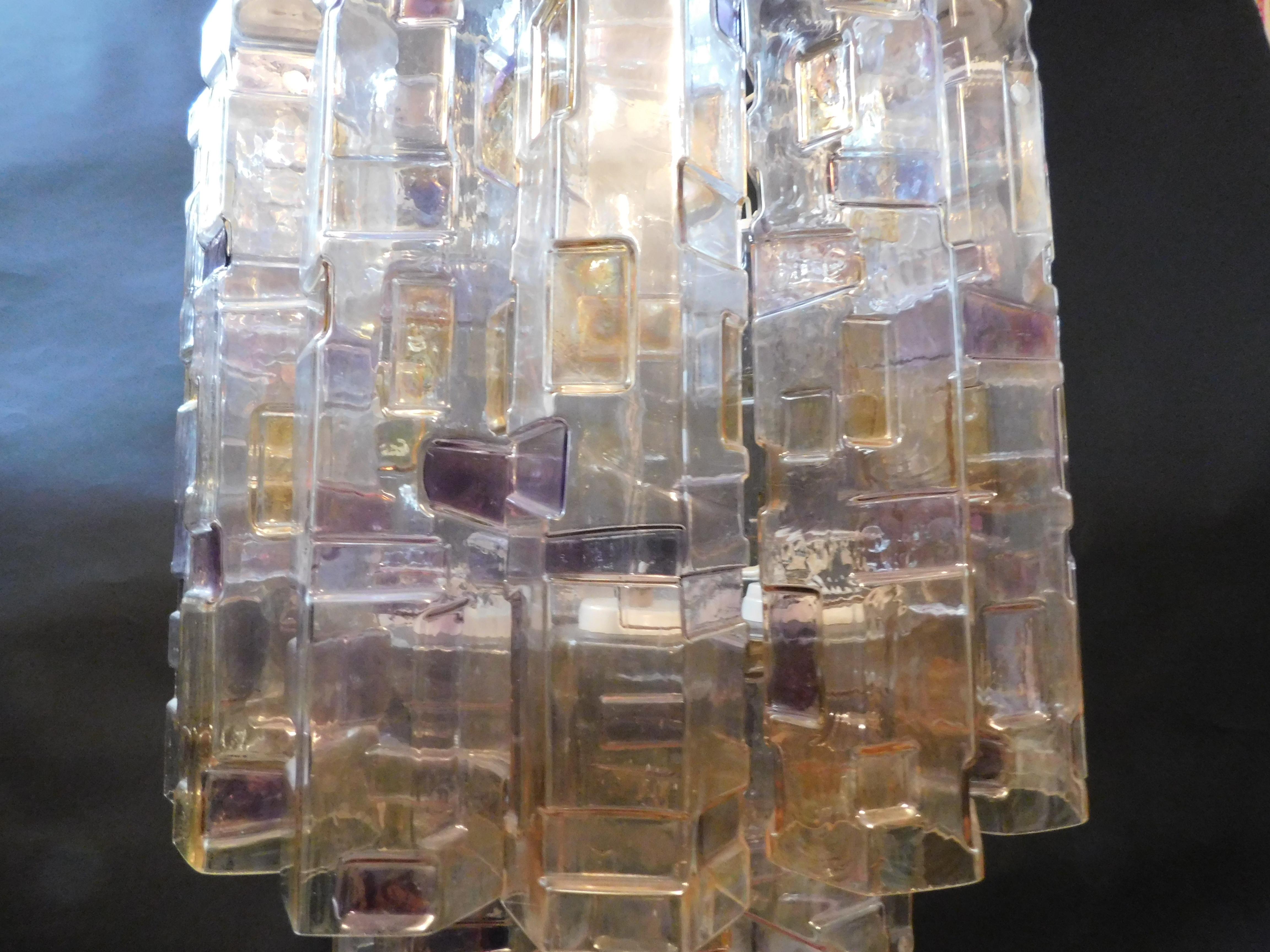 Metà XX secolo Lampadario a tubi di Murano multicolore di Mazzega Murano in vendita