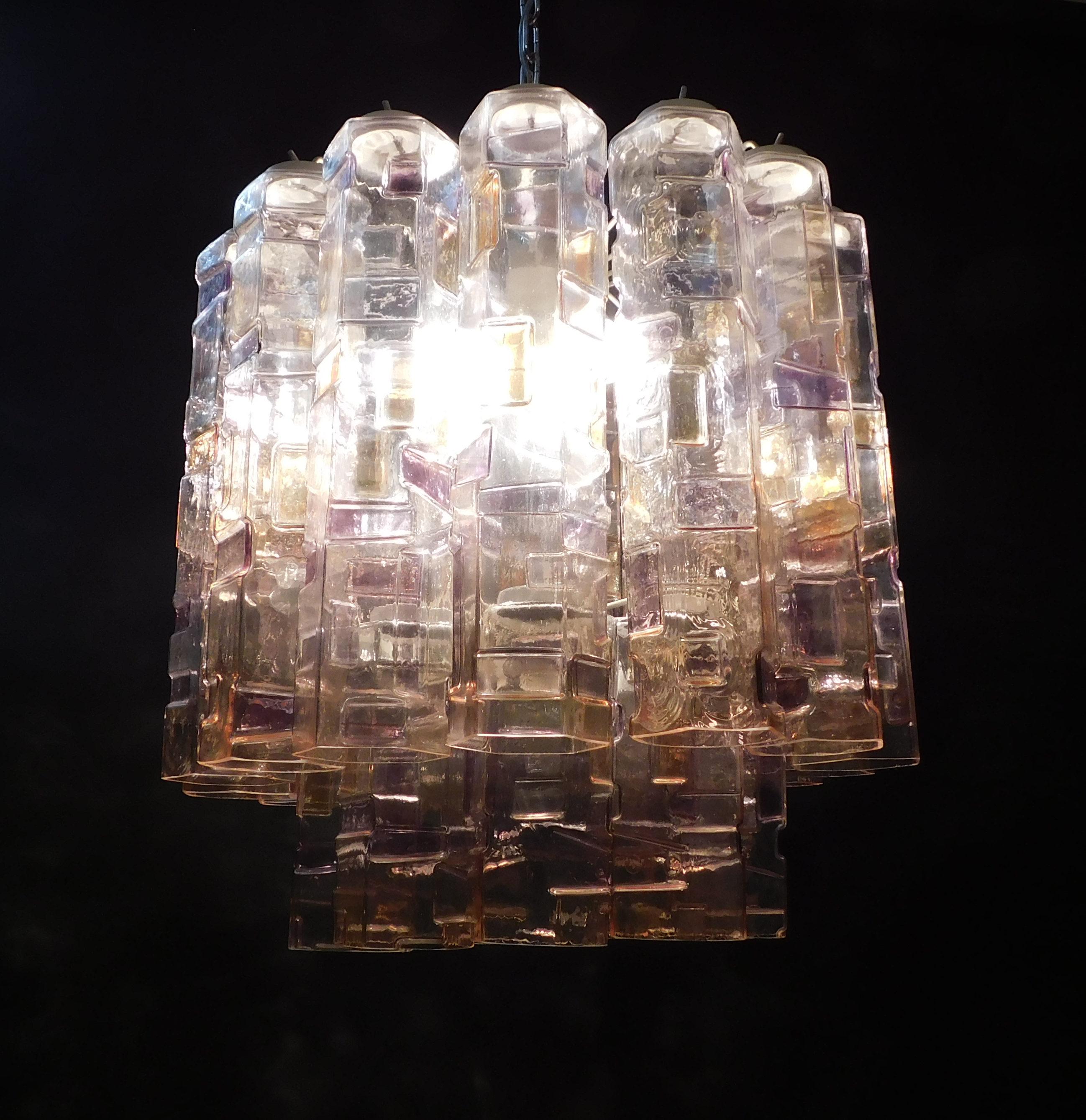 Metallo Lampadario a tubi di Murano multicolore di Mazzega Murano in vendita