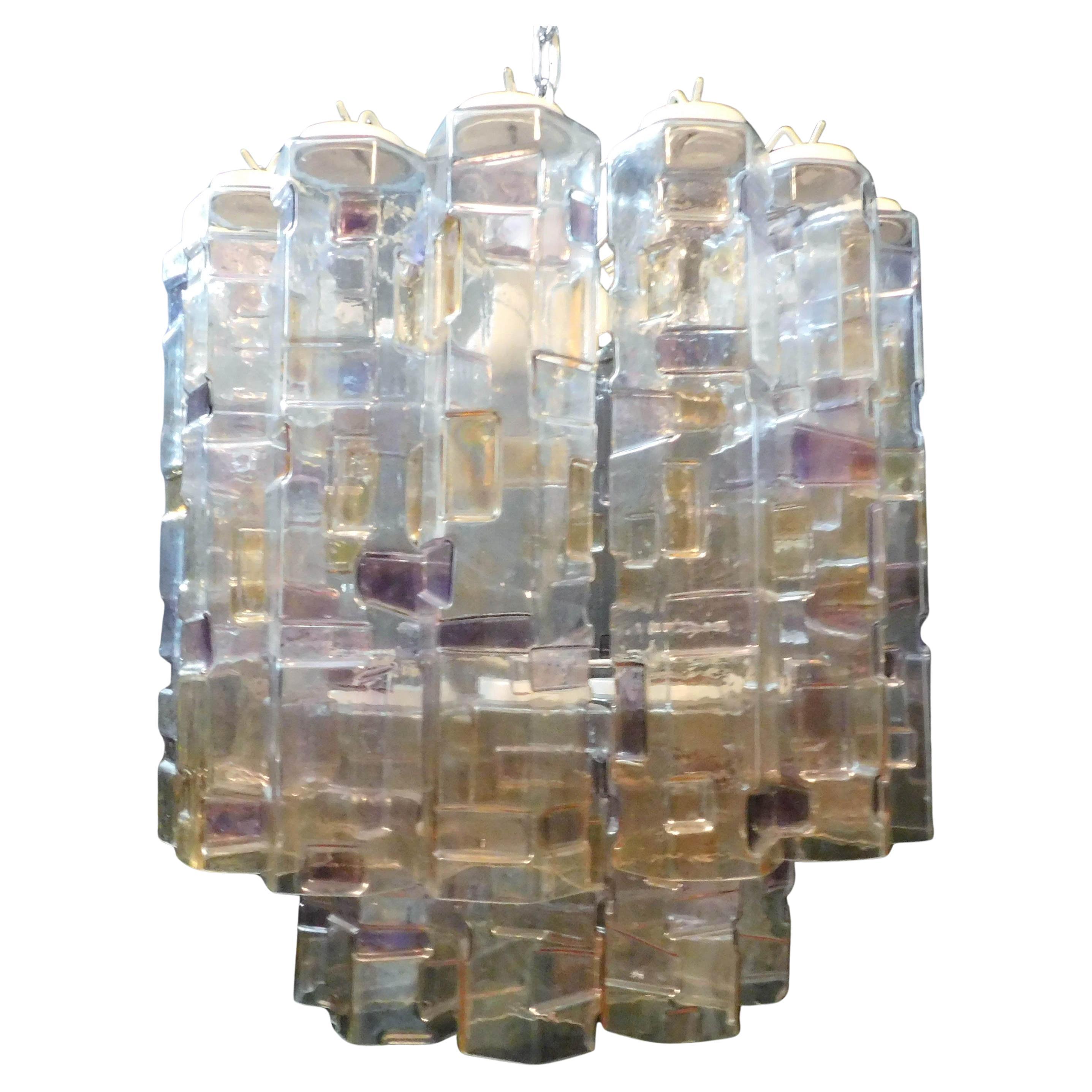 Lampadario a tubi di Murano multicolore di Mazzega Murano in vendita