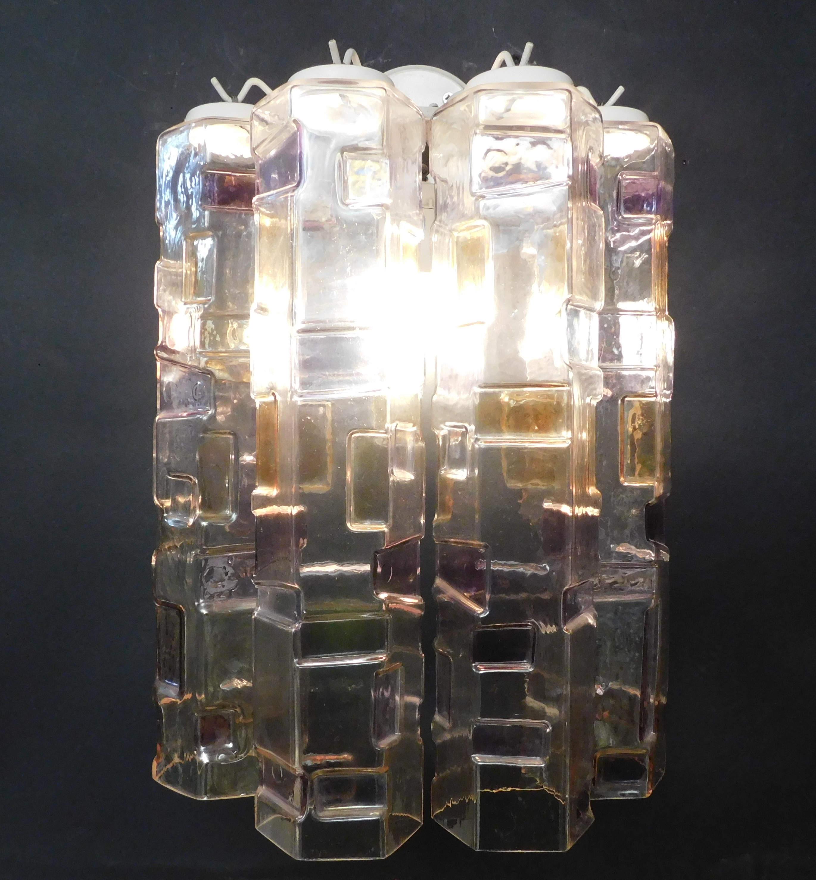 Mid-20th Century Multicolored Murano Tubes Sconce by Mazzega For Sale