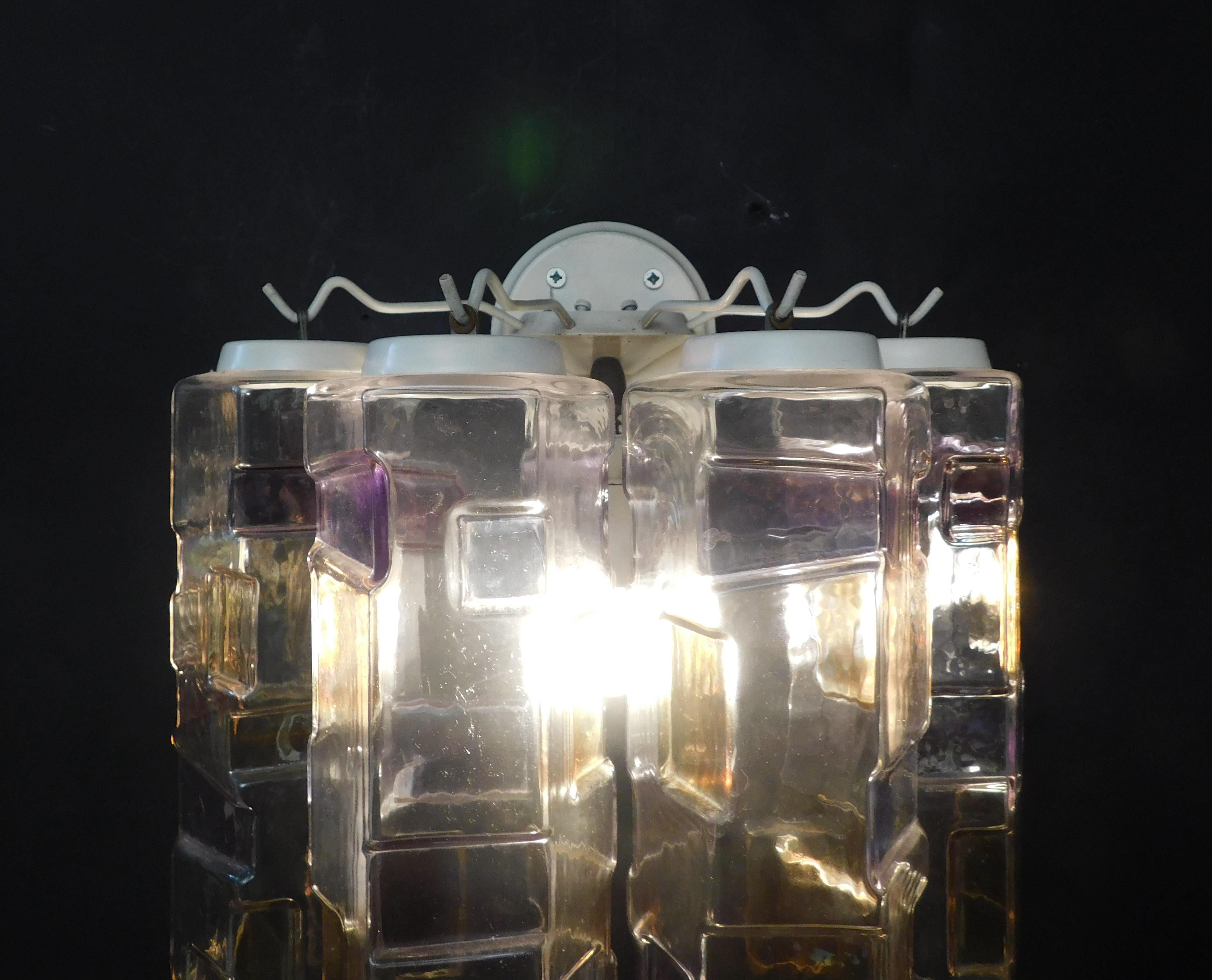 Multicolored Murano Tubes Sconce by Mazzega For Sale 2