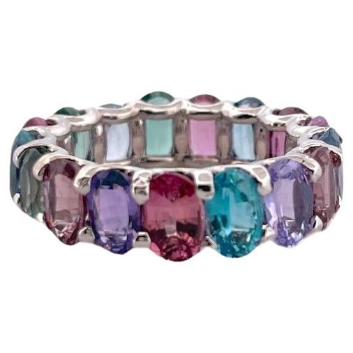 Multicolored Natural No Heat Sapphires Platinum Ring