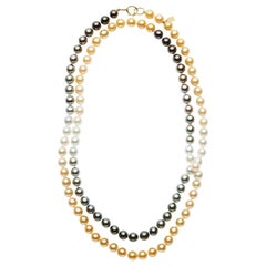 Susan Lister Locke 48-inch Multicolored Ombre Pearls with 18K Gold 3-Ring Clasp