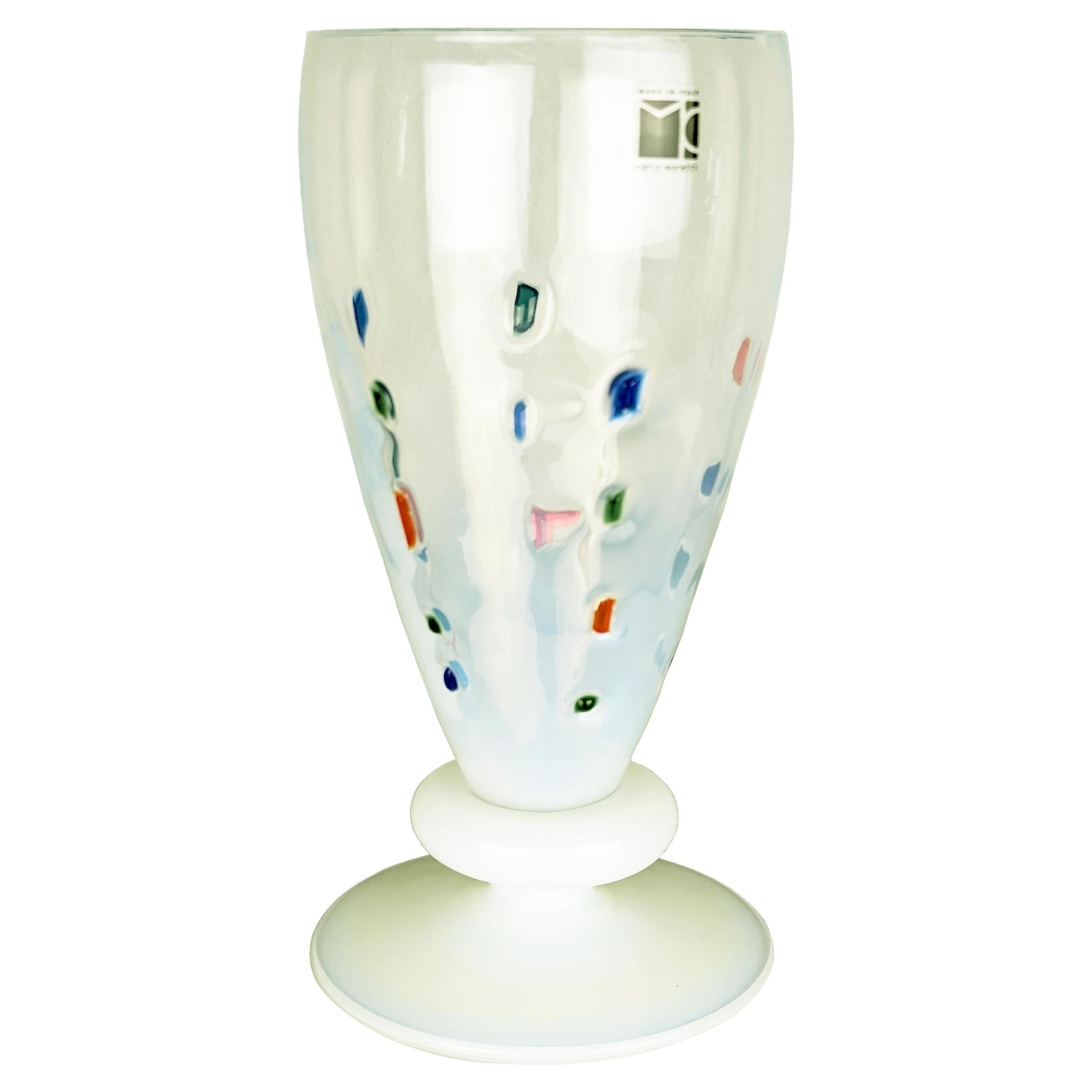 Multicolored & Opaline Murano Glass bowl by Carlo Moretti, 2002 For Sale