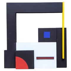 Multicolored painted wood wall sculpture by Angelo Giuseppe Bertolio, 2003